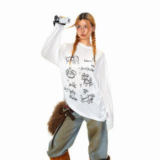 Cartoon Graffiti Print T-Shirt