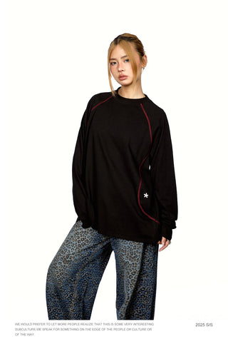 Contrast Thread Round Neck Top