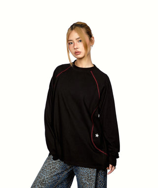 Contrast Thread Round Neck Top