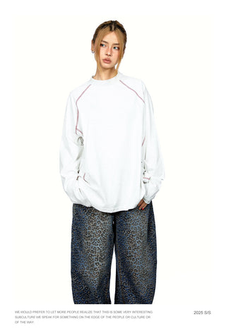 Contrast Thread Round Neck Top