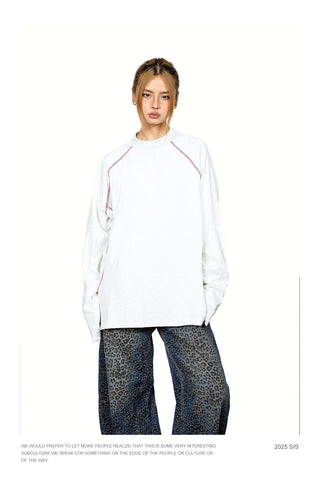 Contrast Thread Round Neck Top