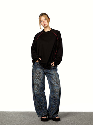 Contrast Thread Round Neck Top