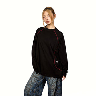 Contrast Thread Round Neck Top