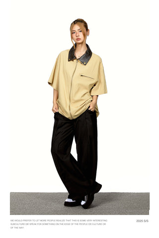 Polo Leather Lapel Top