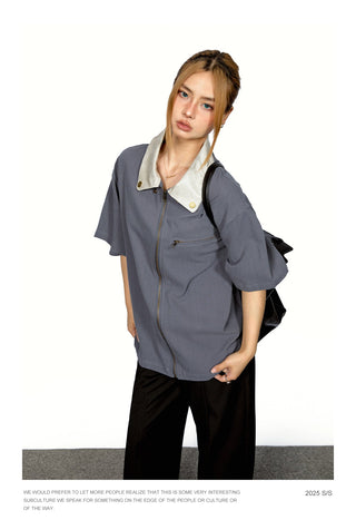 Polo Leather Lapel Top