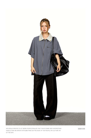 Polo Leather Lapel Top