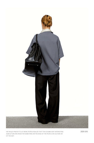 Polo Leather Lapel Top
