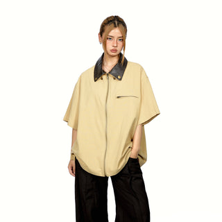 Polo Leather Lapel Top