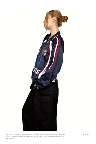 Stitching Contrast Lapels Top