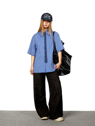 3D Cutting Wide-Leg Pants