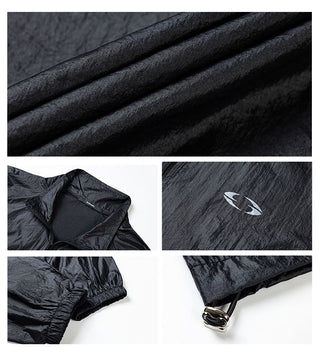 Glossy Pleated Stand Collar Jacket
