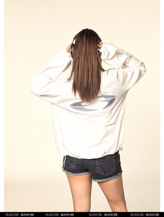 Glossy Pleated Stand Collar Jacket