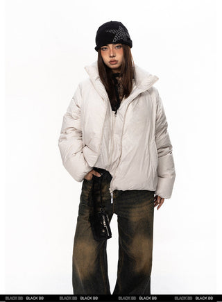 Double Placket Stand Collar Jacket
