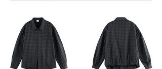 Navy Grid Lapel Shirt