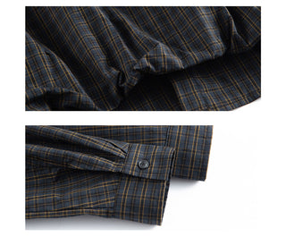 Navy Grid Lapel Shirt
