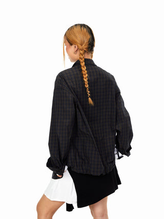 Navy Grid Lapel Shirt