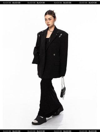 Padded Shoulder Metal Bucket Jacket