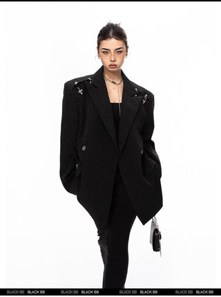Padded Shoulder Metal Bucket Jacket