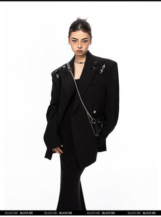 Padded Shoulder Metal Bucket Jacket