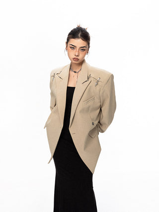 Padded Shoulder Metal Bucket Jacket