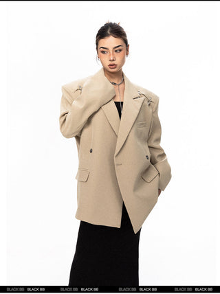 Padded Shoulder Metal Bucket Jacket