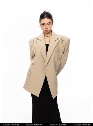 Padded Shoulder Metal Bucket Jacket