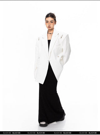 Padded Shoulder Metal Bucket Jacket