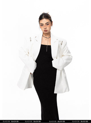 Padded Shoulder Metal Bucket Jacket
