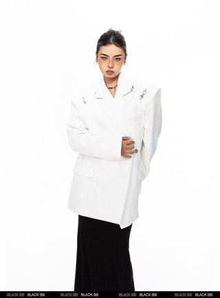 Padded Shoulder Metal Bucket Jacket