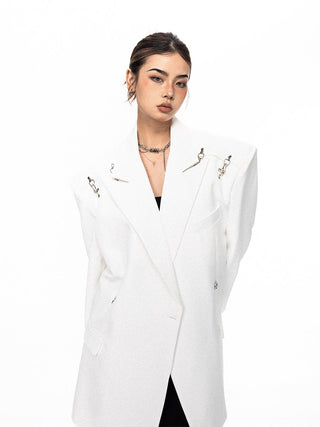 Padded Shoulder Metal Bucket Jacket