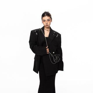 Padded Shoulder Metal Bucket Jacket