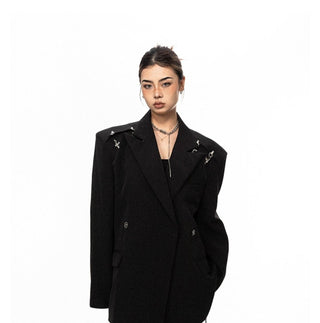 Padded Shoulder Metal Bucket Jacket
