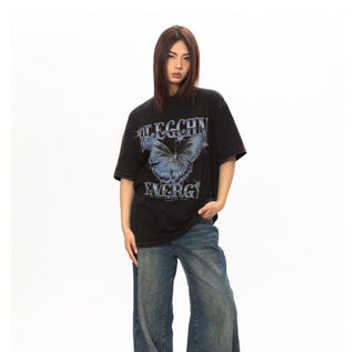 Washed Distressed Printed Top