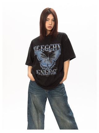 Washed Distressed Printed Top