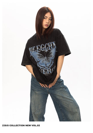 Washed Distressed Printed Top