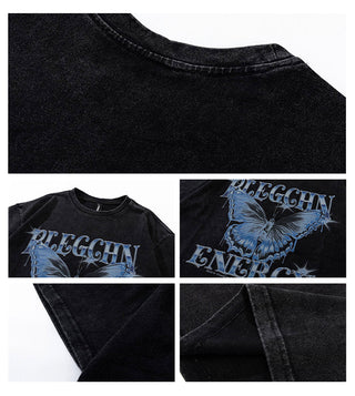 Washed Distressed Printed Top