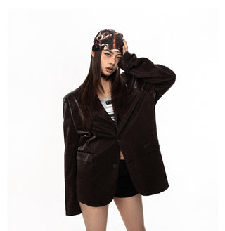 Maillard Crocodile Pattern Jacket
