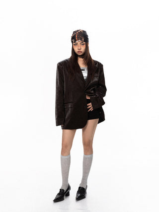 Maillard Crocodile Pattern Jacket