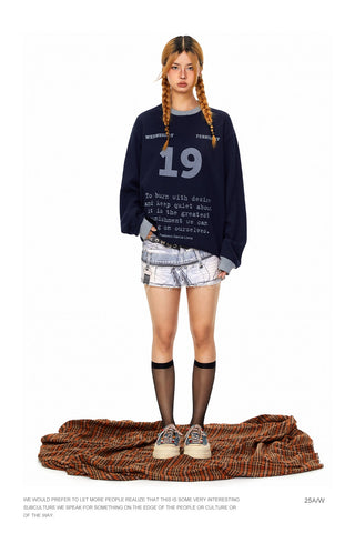 Printed Denim Sheath Skirt