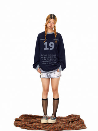 Printed Denim Sheath Skirt