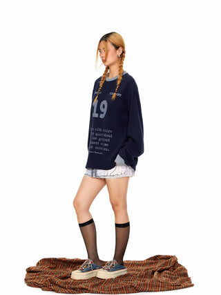 Printed Denim Sheath Skirt