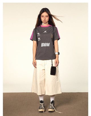 Contrast Color Jersey Top
