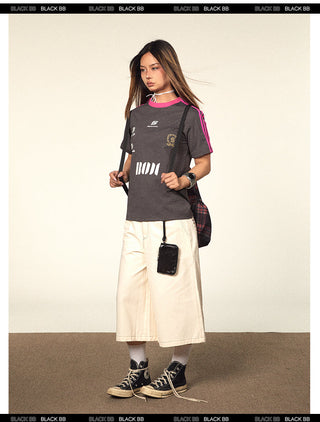 Contrast Color Jersey Top