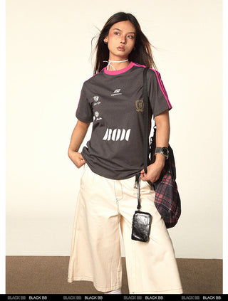 Contrast Color Jersey Top