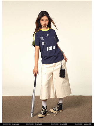 Contrast Color Jersey Top