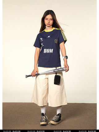 Contrast Color Jersey Top