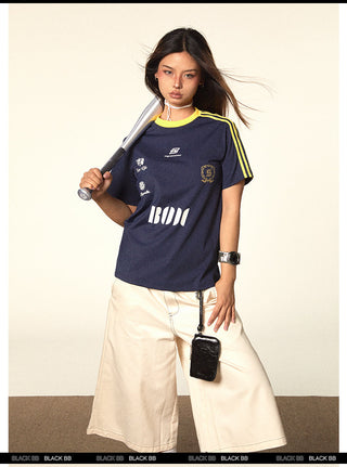 Contrast Color Jersey Top