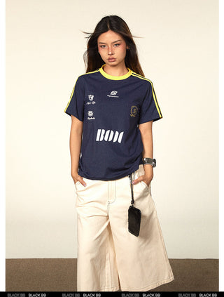 Contrast Color Jersey Top