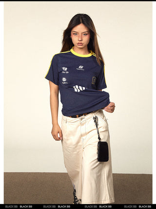 Contrast Color Jersey Top