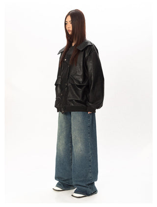 Original Labeling Leather Coat